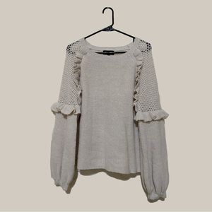 Express Open Knit / Cold Shoulder Ruffle Sweater